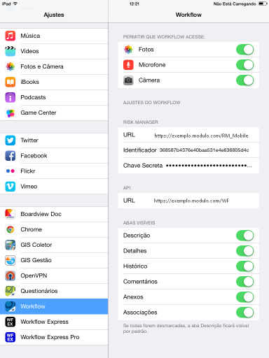 Como Configurar O Aplicativo Workflow IOS Para Acessar O Sistema